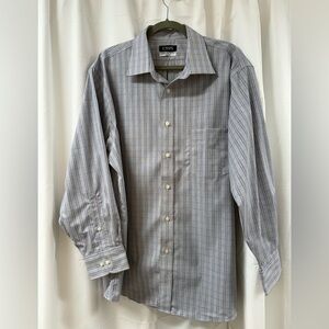 Chaps Men's Blue and Gray Plaid Dress Shirt